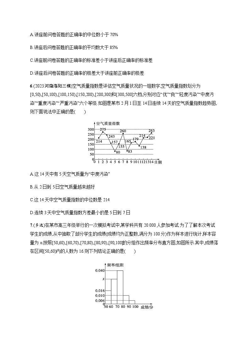 新教材(广西专版)高考数学一轮复习课时规范练第十章57统计含答案03