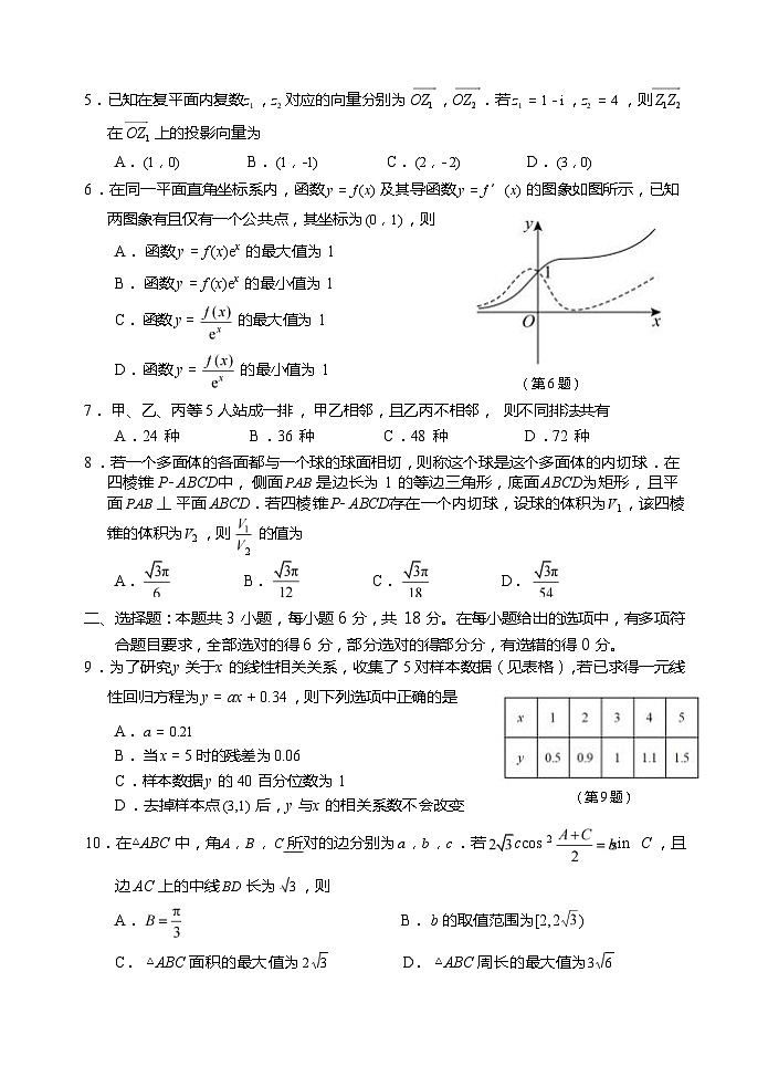 2024届江苏宿迁高三信息卷数学试题及答案第2页