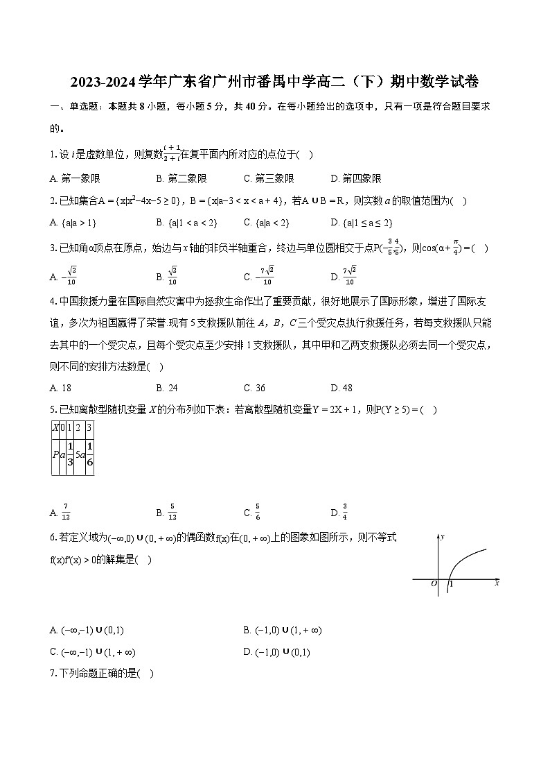 2023-2024学年广东省广州市番禺中学高二（下）期中数学试卷-普通用卷01