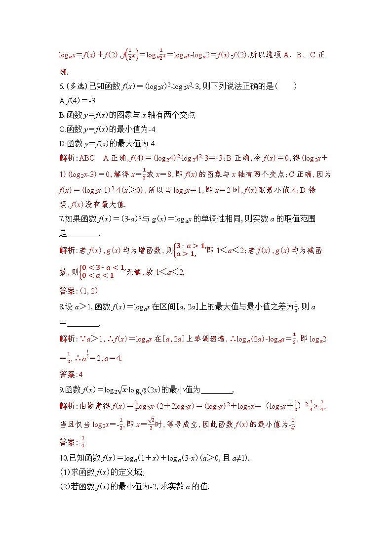 新人教A版 高中数学必修第一册 4.4.2 《对数函数的图像和性质（第二课时）》专题练习（附答案）02