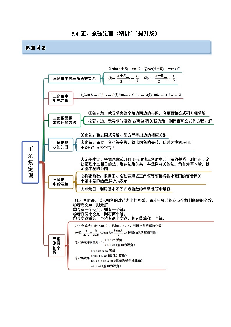 备战2024年高考数学一轮复习5.4正、余弦定理(精讲)(原卷版+解析)01