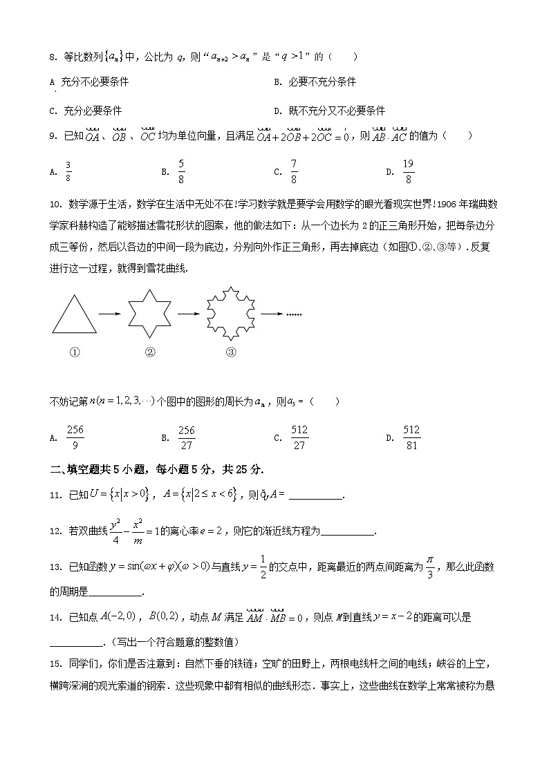 精品解析：北京市第八十中学2022届高三下学期考前热身数学练习试题（原卷版）02