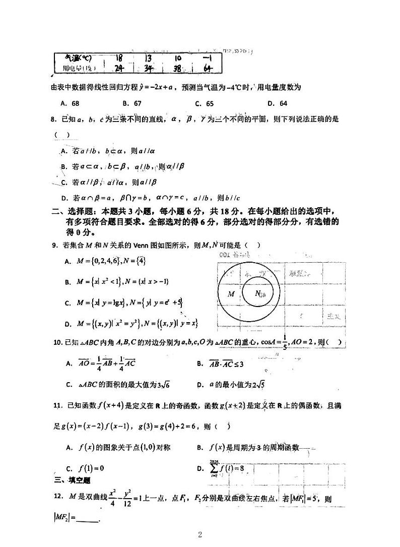 2024届河南省驻马店市经济开发区高三三模数学试题02