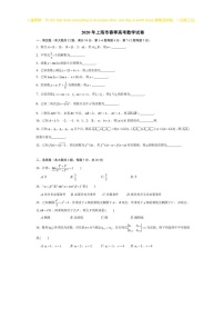 2020上学期海高考真题数学（春季）试卷及答案