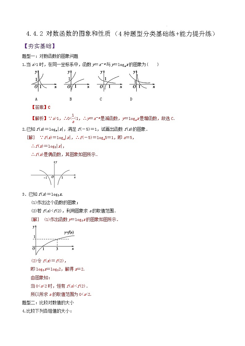4.4.2 对数函数的图象和性质PPT+分层作业+答案解析01
