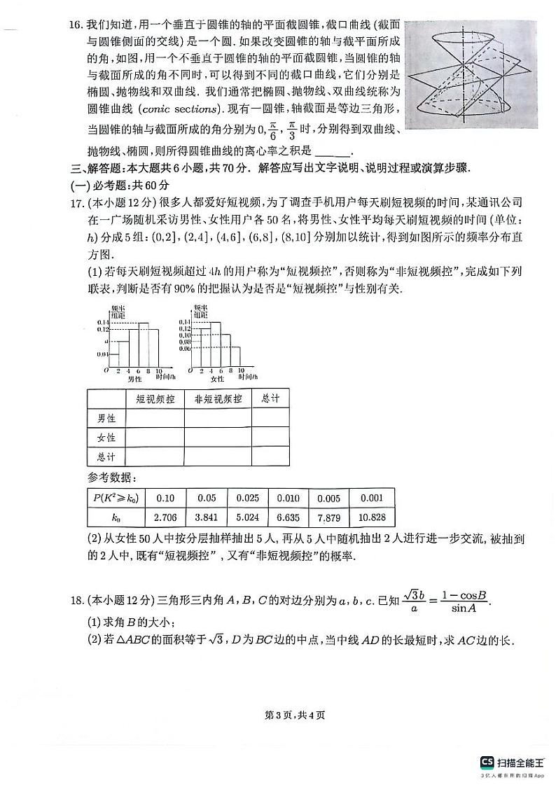 2024绵阳南山中学高三下学期高考仿真演练（一）数学（文）PDF版含答案第3页