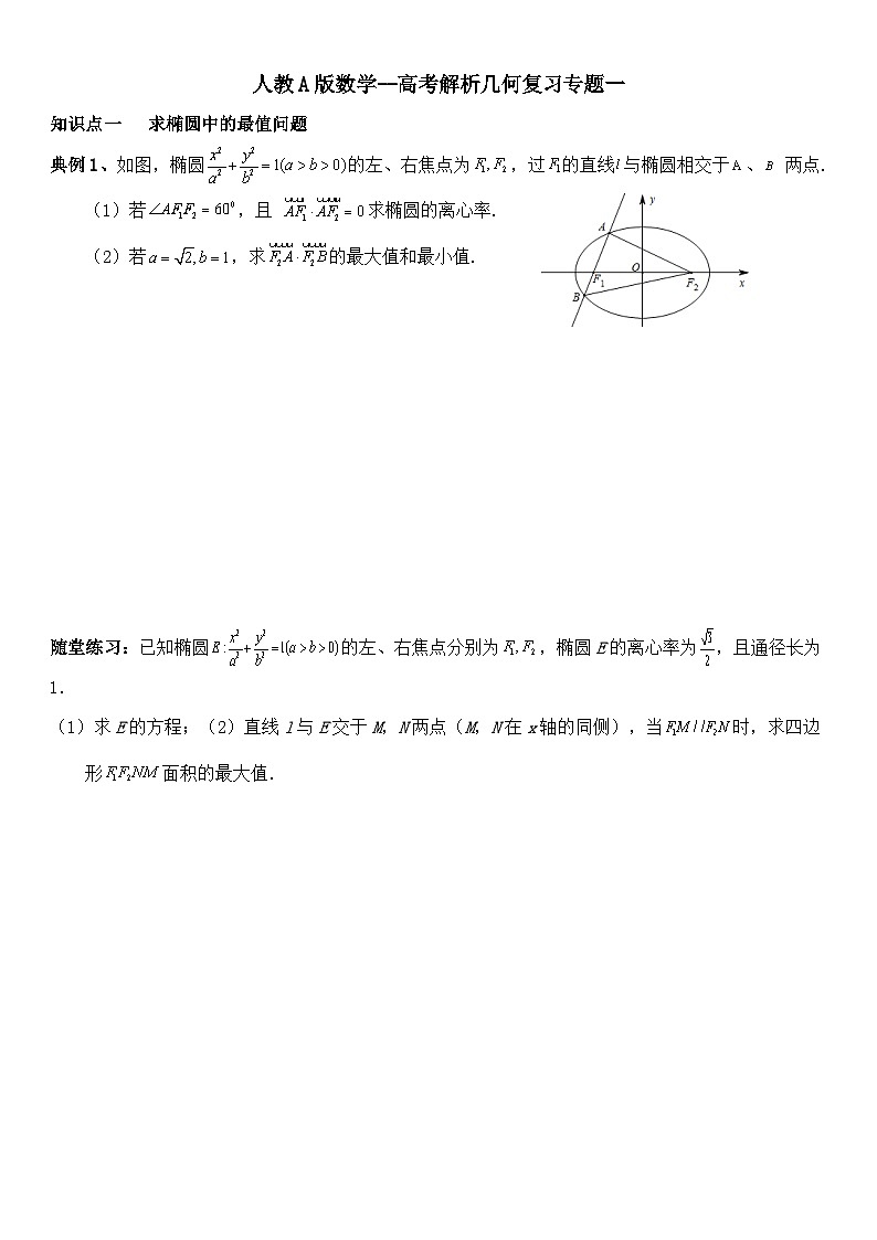 人教A版数学--高考 圆锥曲线的方程专题一第1页