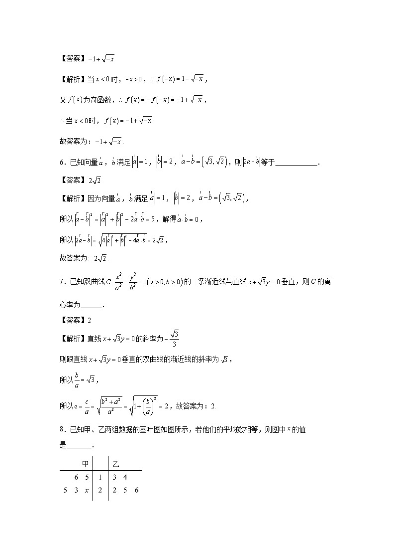 数学：上海市2024届高考模拟测试卷01（解析版）02