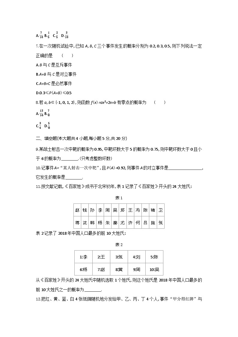 人教版高中数学必修第二册10.1随机事件与概率 一课一练 同步训练(含答案)第2页