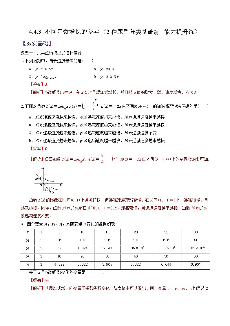 4.4.3 不同函数增长的差异PPT+分层作业+答案解析01