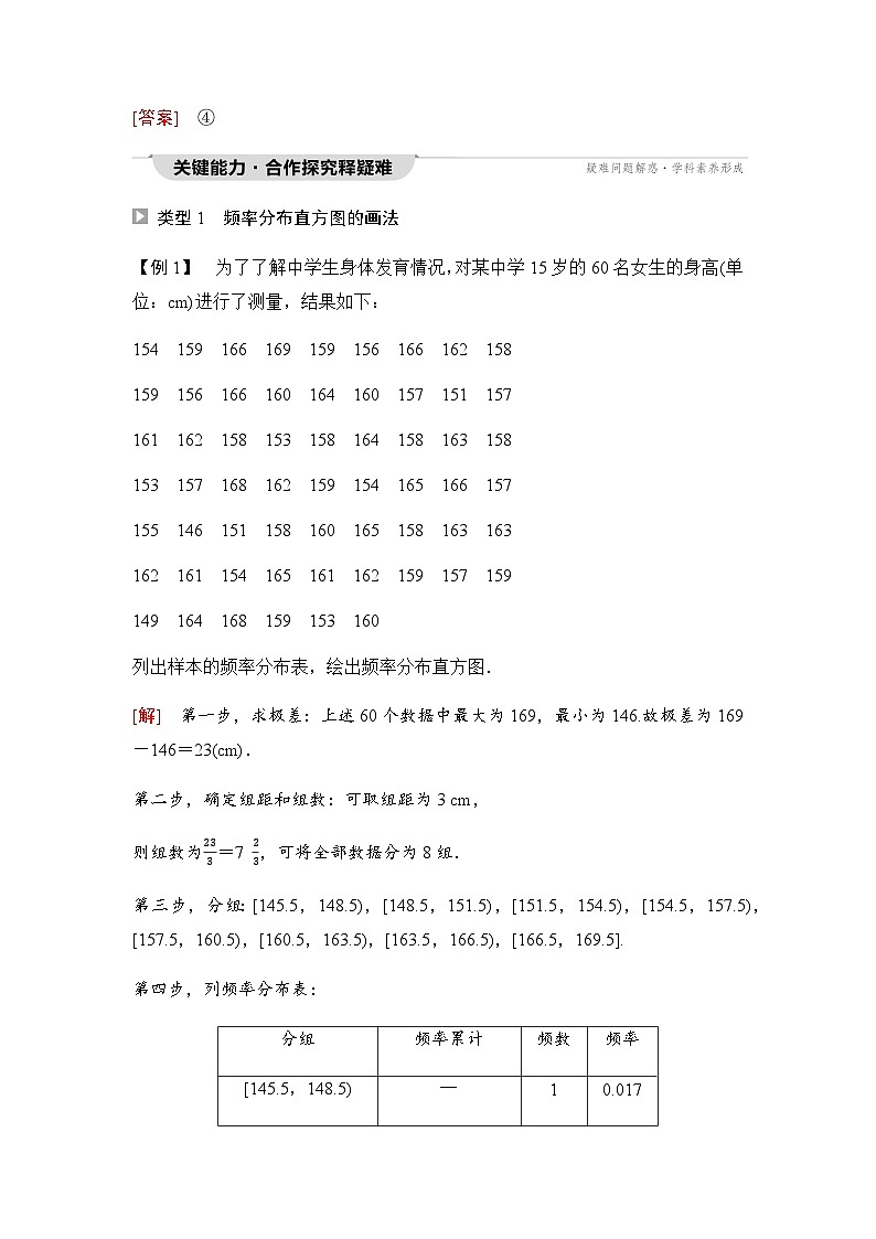 人教A版高中数学必修第二册第9章9-2-1总体取值规律的估计学案第3页
