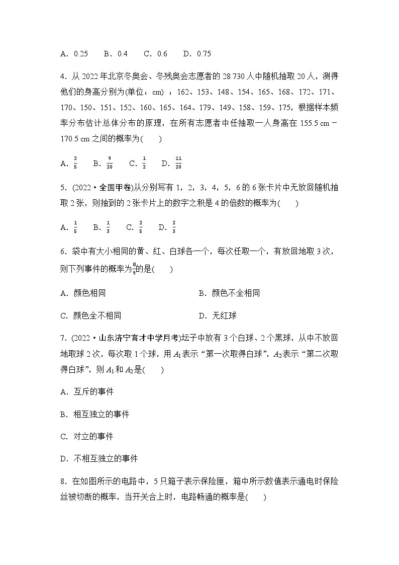 人教A版高中数学必修第二册章末综合测试5概率第2页
