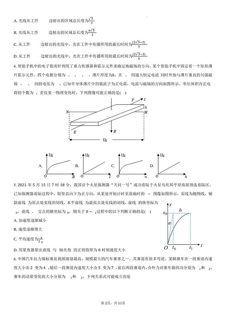 2024届湖北省高三下学期物理考前保温卷第2页