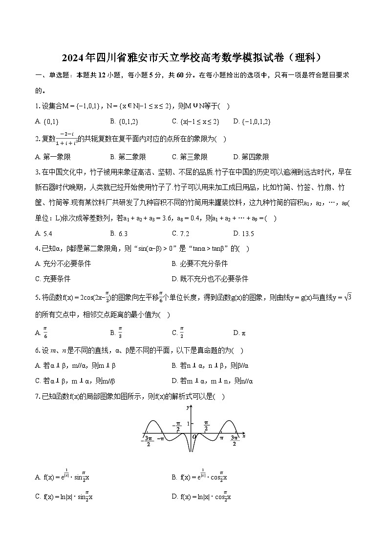 2024年四川省雅安市天立学校高考数学模拟试卷（理科）01
