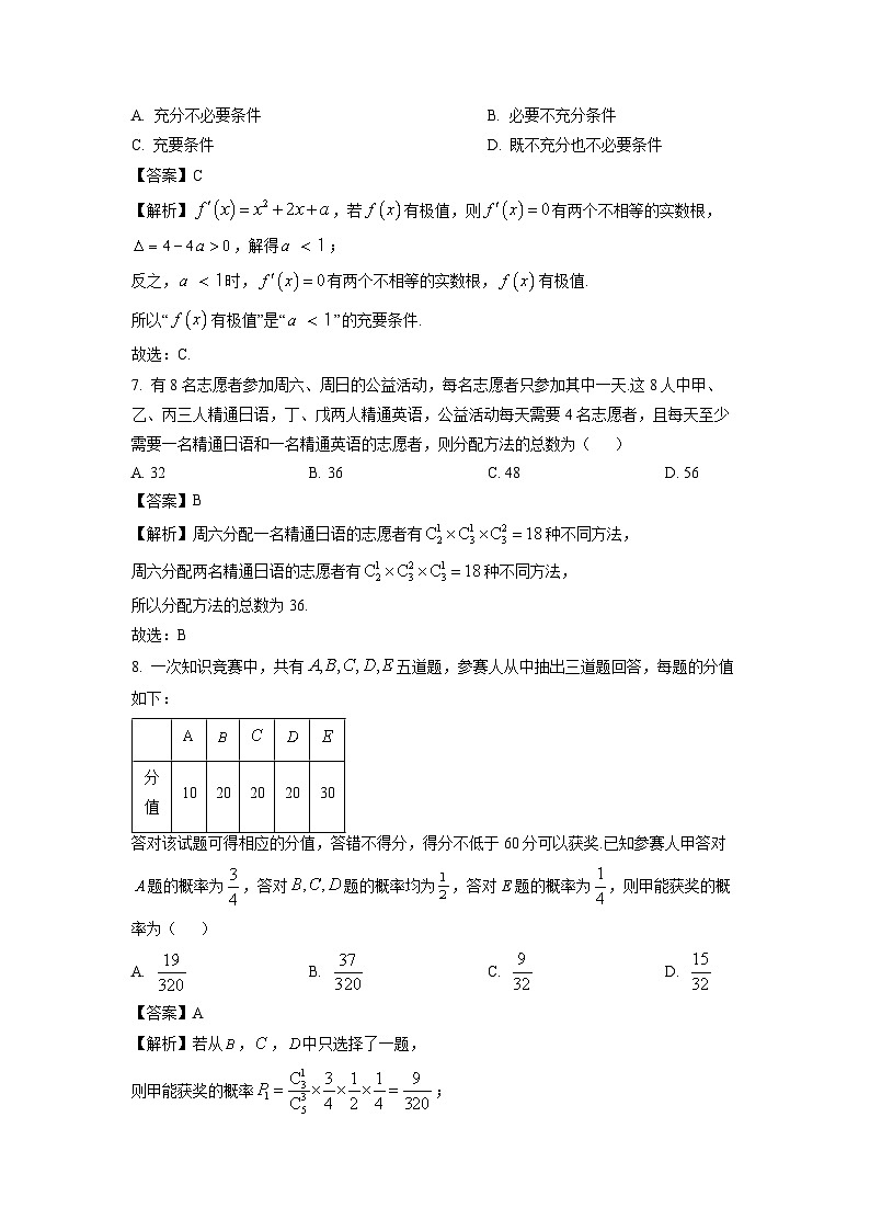 数学：河北省保定市部分学校2023-2024学年高二下学期期中考试试题（解析版）03
