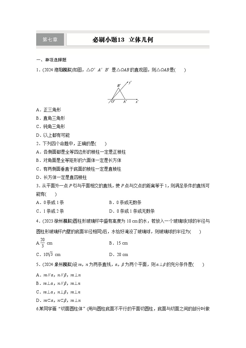 第七章　必刷小题13　立体几何第1页