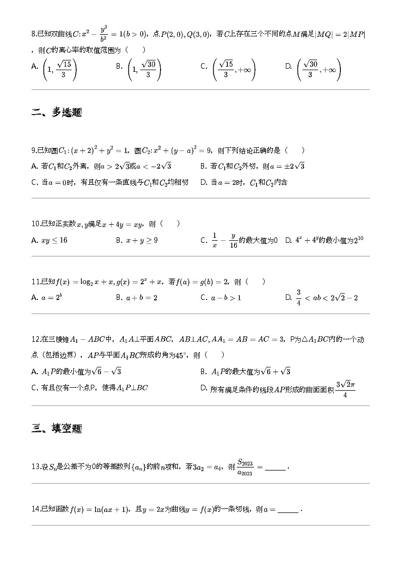 2023_2024学年河北衡水枣强县河北枣强中学高三上学期期末数学试卷02