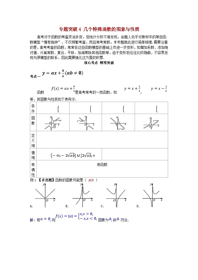 2025高考数学一轮考点突破训练第二章函数专题突破4几个特殊函数的图象与性质第1页