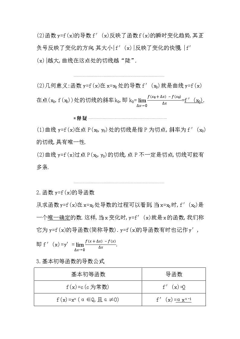 高考数学第一轮复习复习第1节　导数的概念及其意义、导数的运算（讲义）02