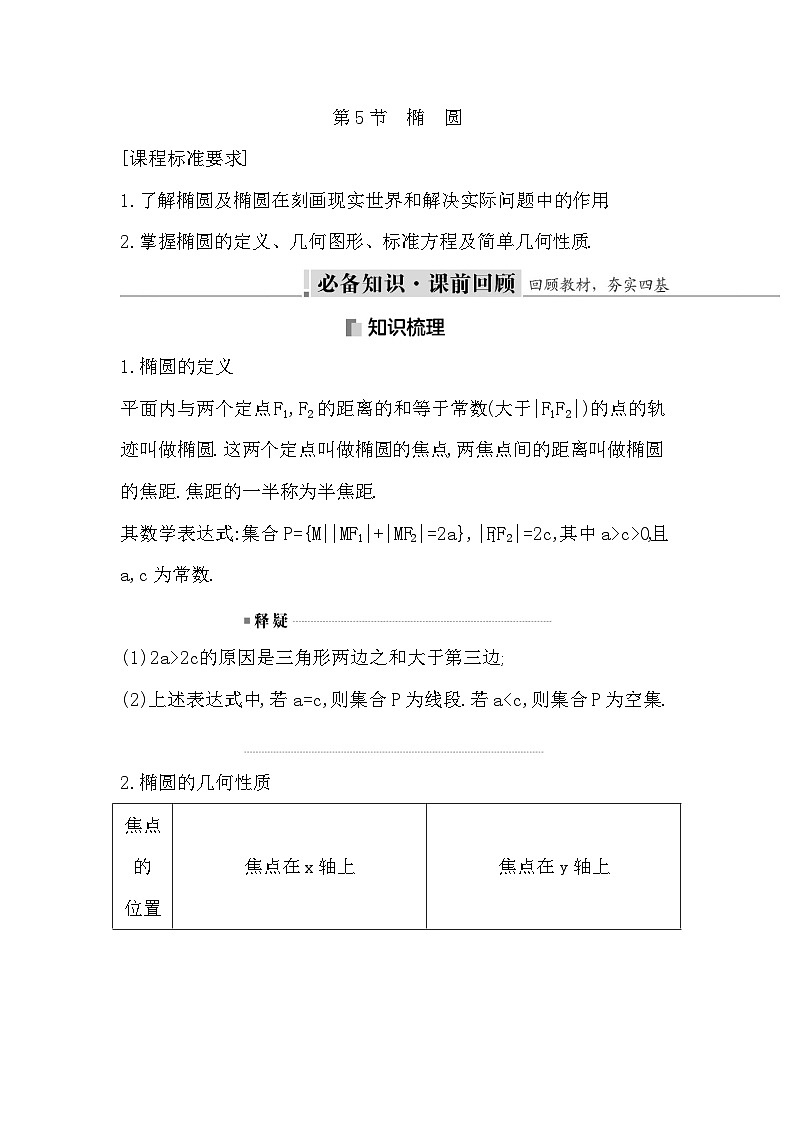 高考数学第一轮复习复习第5节　椭　圆（讲义）第1页
