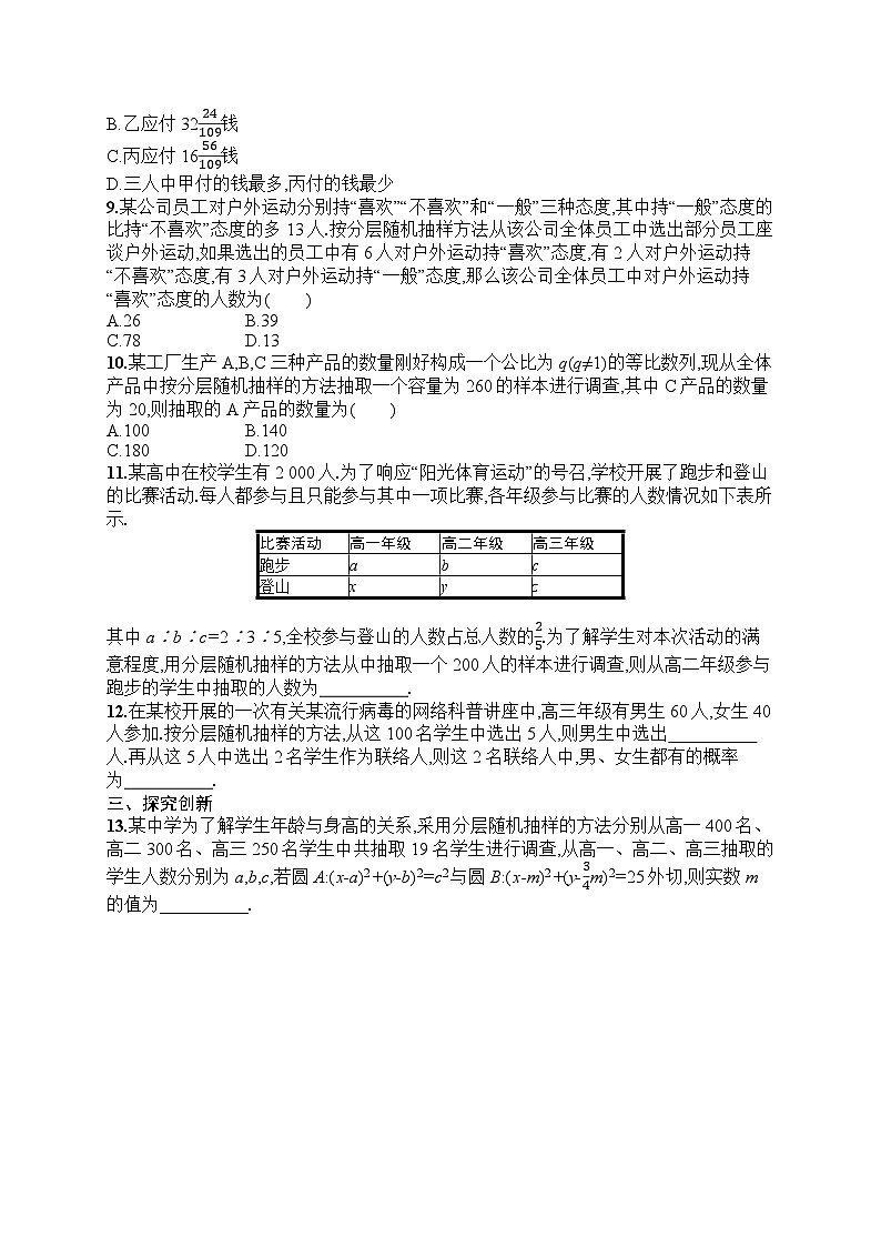 2025届人教新高考高三数学一轮复习考点规范练51随机抽样Word版附解析第2页