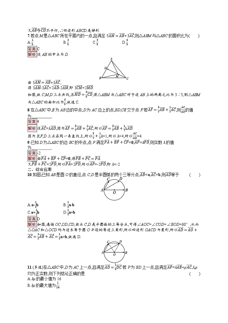 2025届人教新高考高三数学一轮复习考点规范练30平面向量的概念及线性运算Word版附解析第2页