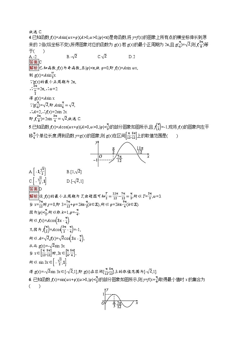2025届人教新高考高三数学一轮复习考点规范练22函数y=Asin（ωxφ）Word版附解析第2页