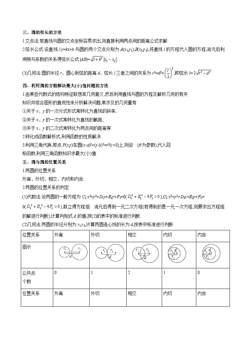 新人教版高二暑期数学衔接第13讲直线与圆、圆与圆的位置关系讲义(学生版+解析)第2页