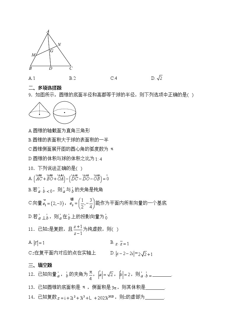 广东省揭阳市普宁市部分学校2023-2024学年高一下学期期中考试数学试卷(含答案)02