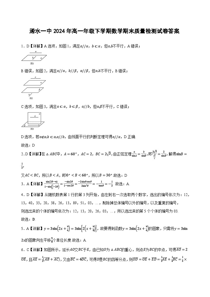 湖北省黄冈市浠水县第一中学2023-2024学年高一下学期期末质量检测数学试题01