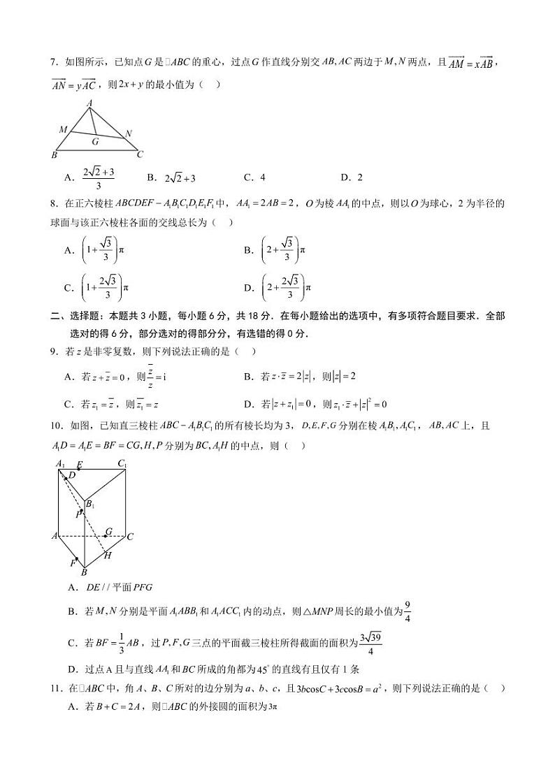（新构架19题）2024年高一下学期数学期末模拟卷（原卷版+含解析）02