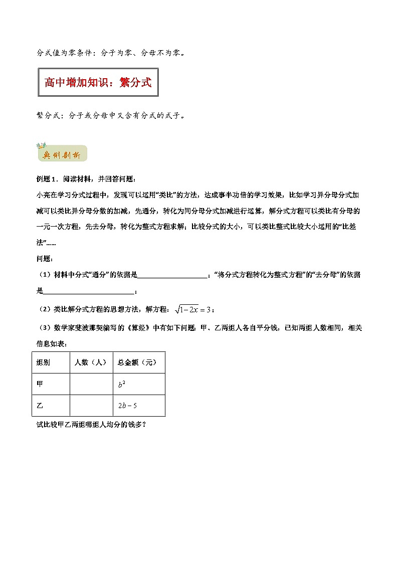 苏教版初升高一初数学预习专题05分式-初升高数学无忧衔接(学生版+解析)02