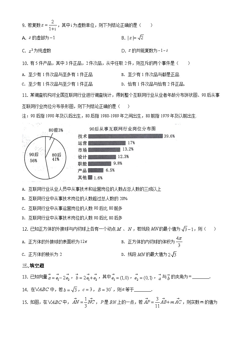 【期末真题】人教版高一下学期期末数学真题检测09（原卷版）第3页