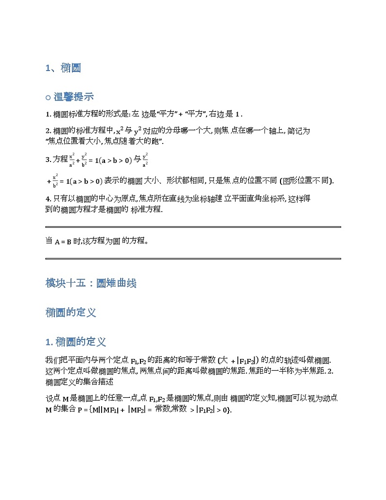 2024新高考数学基础知识梳理与课本优秀题目巩固-模块15-圆锥曲线-2025新高考数学专题第1页