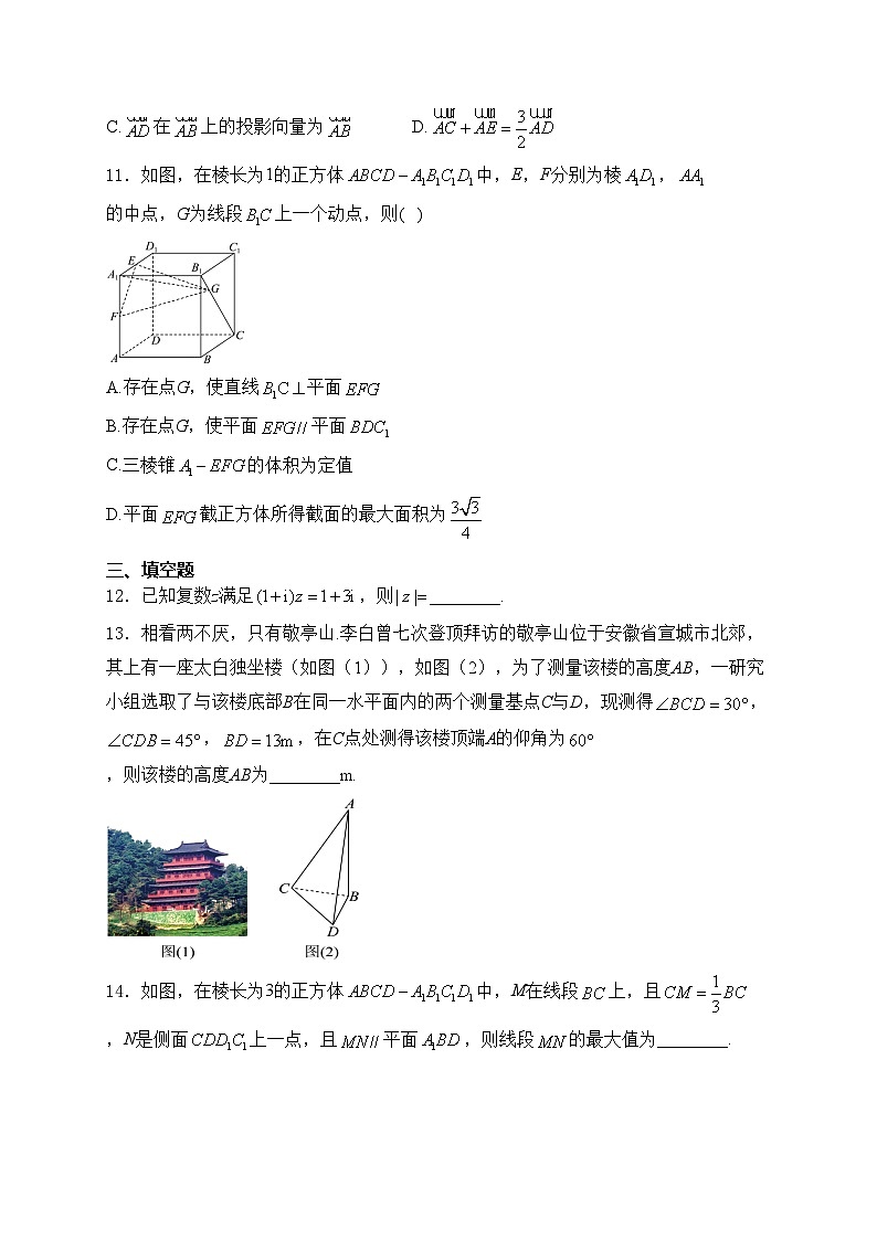 广东省东莞市麻涌中学、塘厦中学、第七高级中学、济川中学四校联考2023-2024学年高一下学期期中考试数学试卷(含答案)第3页