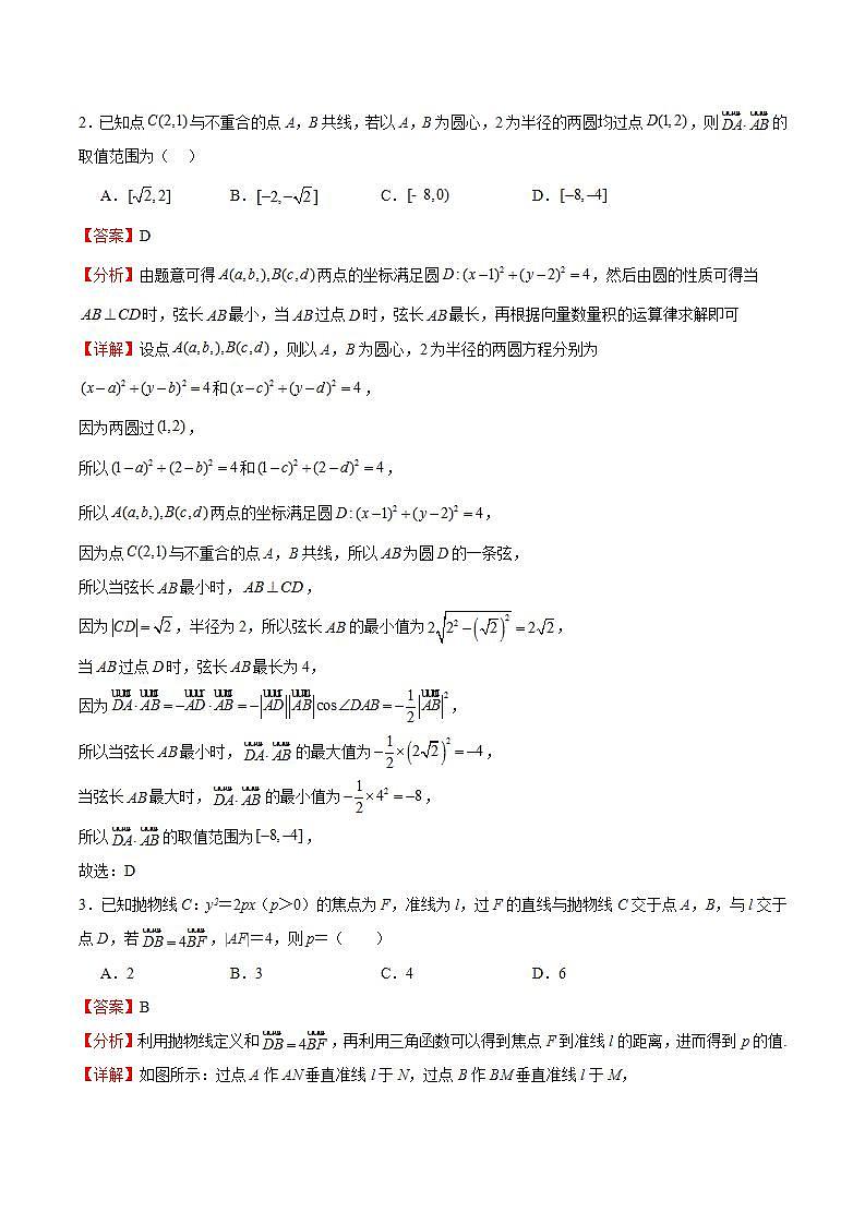 人教B版高中数学选择性必修第一册 全册综合测试02