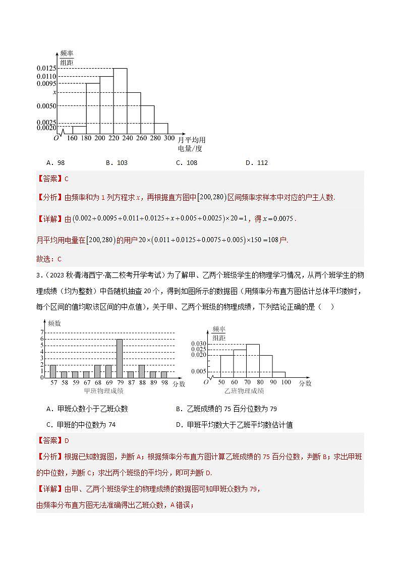 人教B版数学必修第二册5.1.3《频数分布直方图与频率分布直方图》（第2课时）课件+分层练习02