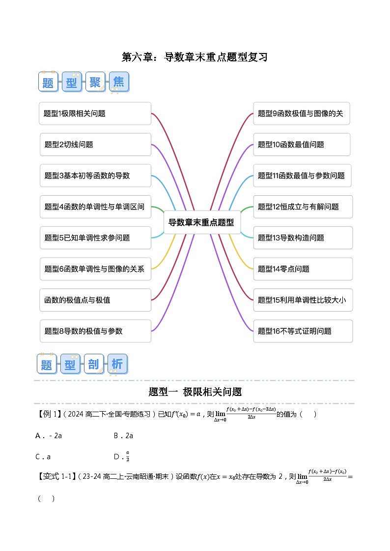 人教B版选择性必修第三册第六章《导数及其应用》章末重点题型复习 分层练习01