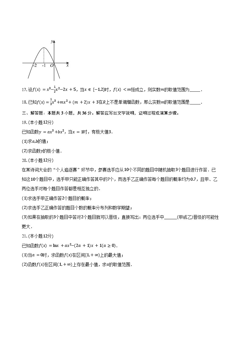 2023-2024学年北京市中央工艺美术学院附属中学（北京市国际美术学校）高二下学期期中考试数学试卷（含答案）03