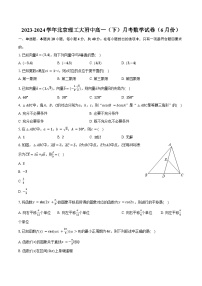 2023-2024学年北京理工大附中高一（下）月考数学试卷（6月份）(含答案)