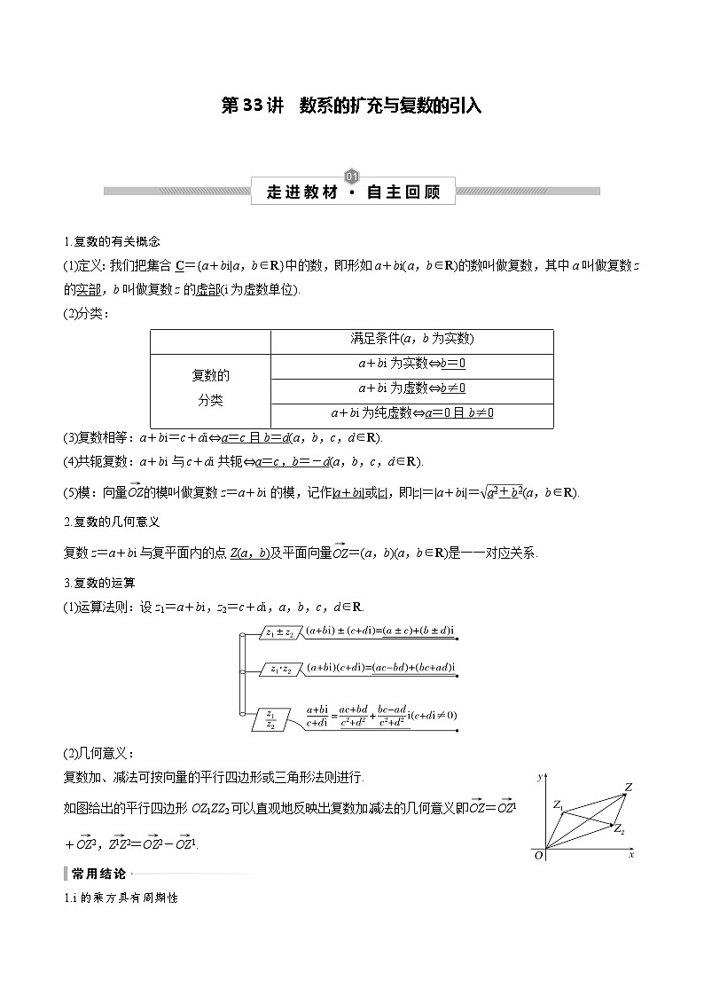 高考数学一轮复习考点探究与题型突破第33讲数系的扩充与复数的引入(原卷版+解析)第1页