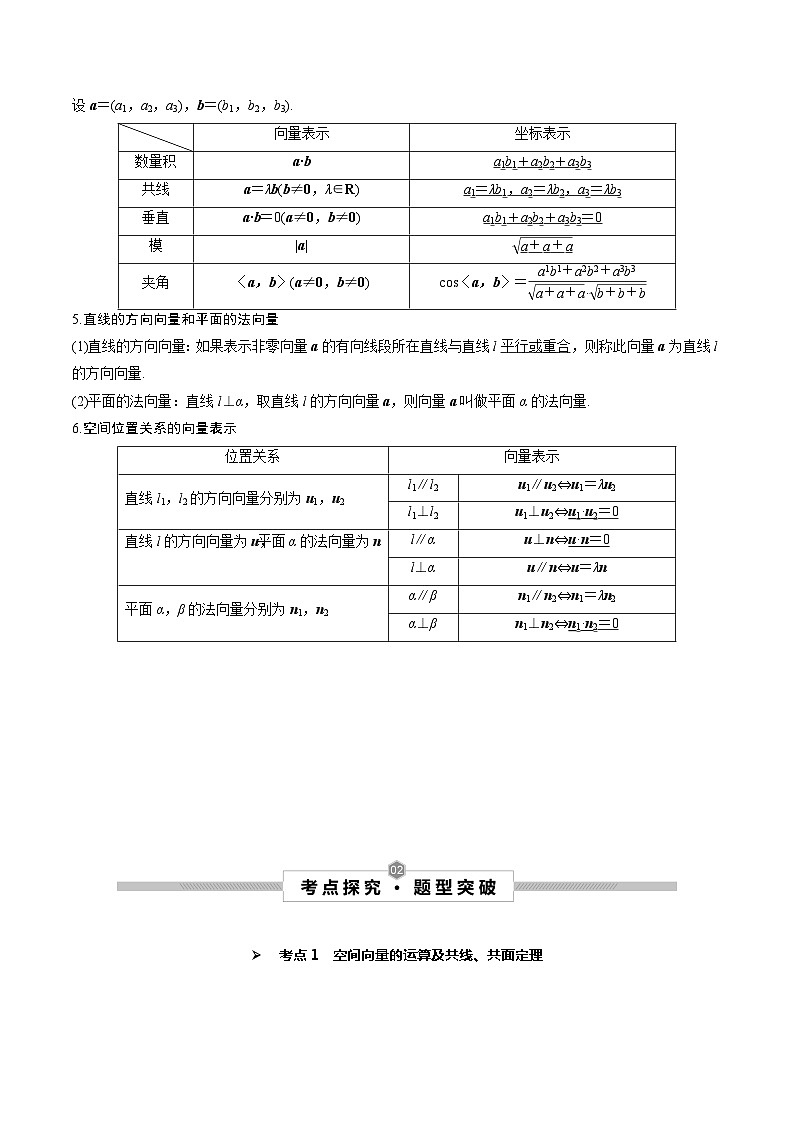 高考数学一轮复习考点探究与题型突破第43讲空间向量及其运算(原卷版+解析)02