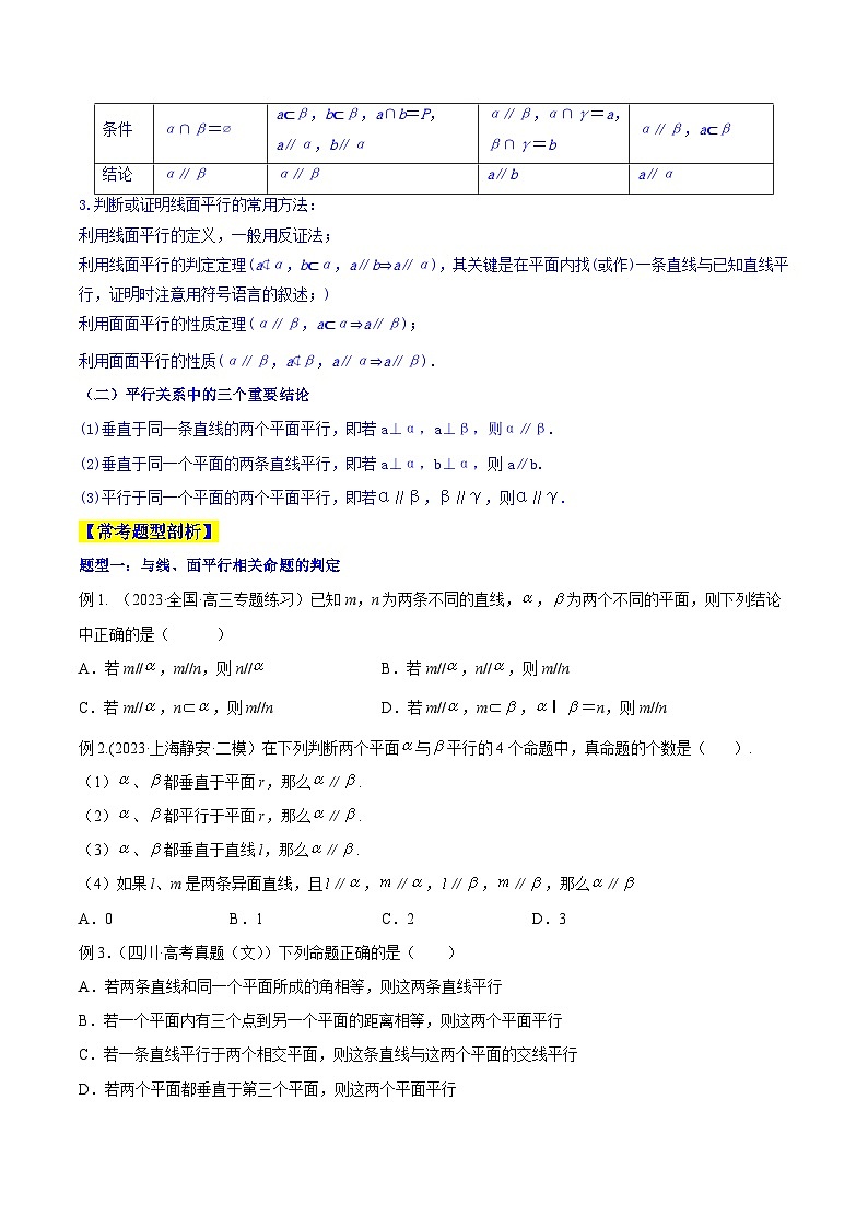 高考数学一轮复习知识点讲解+真题测试专题8.4直线、平面平行的判定及性质(知识点讲解)(原卷版+解析)第2页