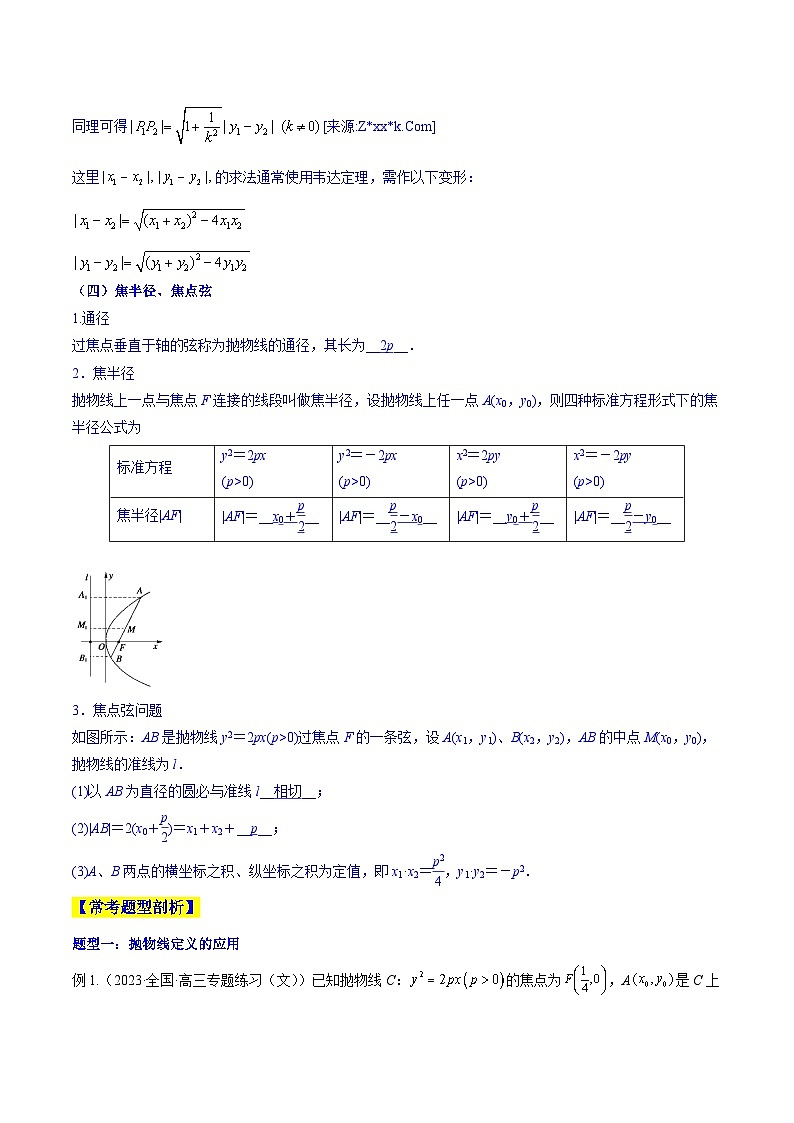 高考数学一轮复习知识点讲解+真题测试专题9.5抛物线(知识点讲解)(原卷版+解析)03