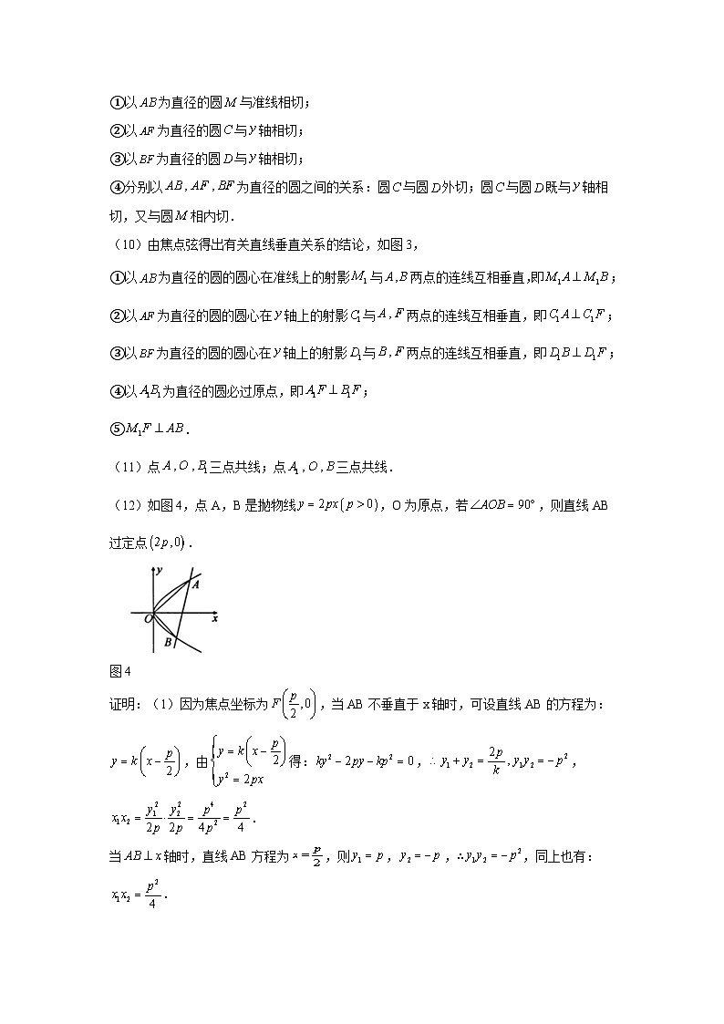 高考数学微专题集专题21抛物线的焦点弦微点1抛物线的焦点弦常用结论及其应用(原卷版+解析)第2页