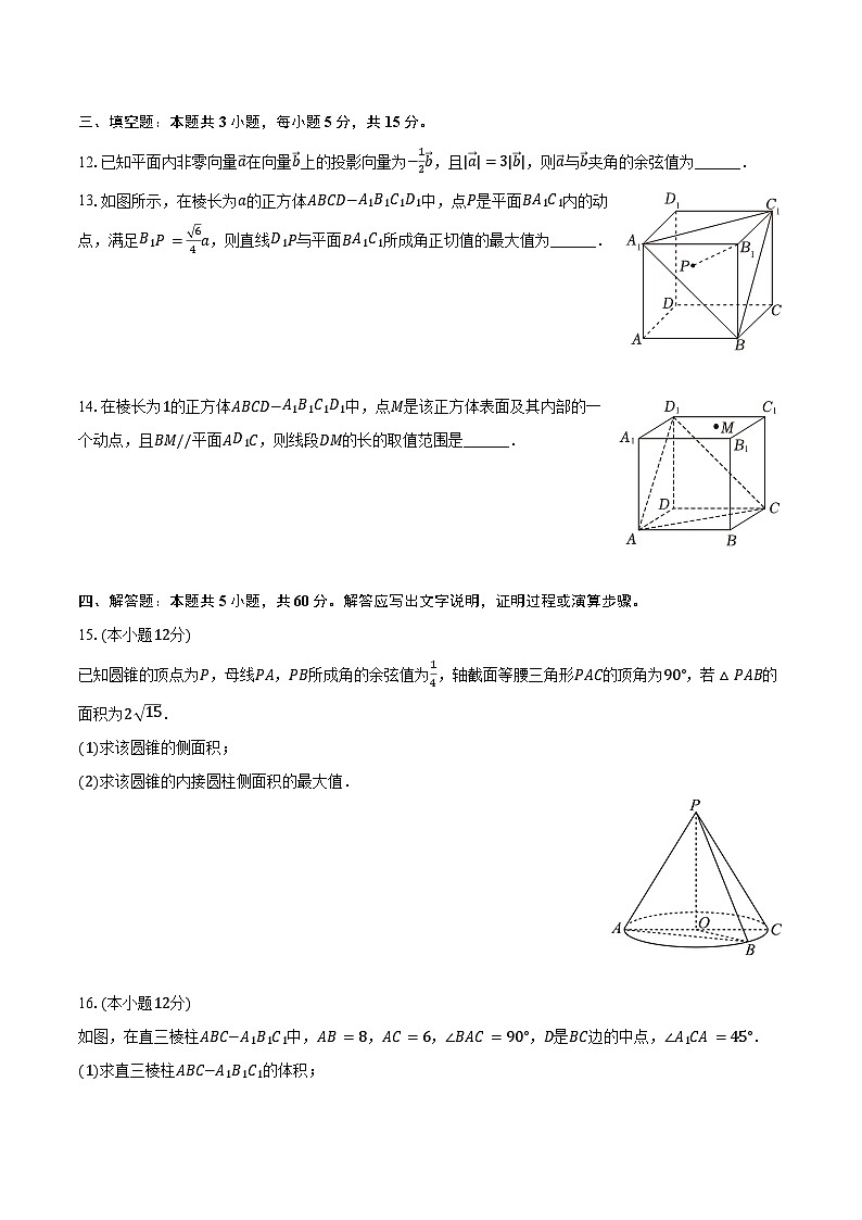 2023-2024学年安徽省安庆一中高一（下）月考数学试卷（5月份）（含答案）03