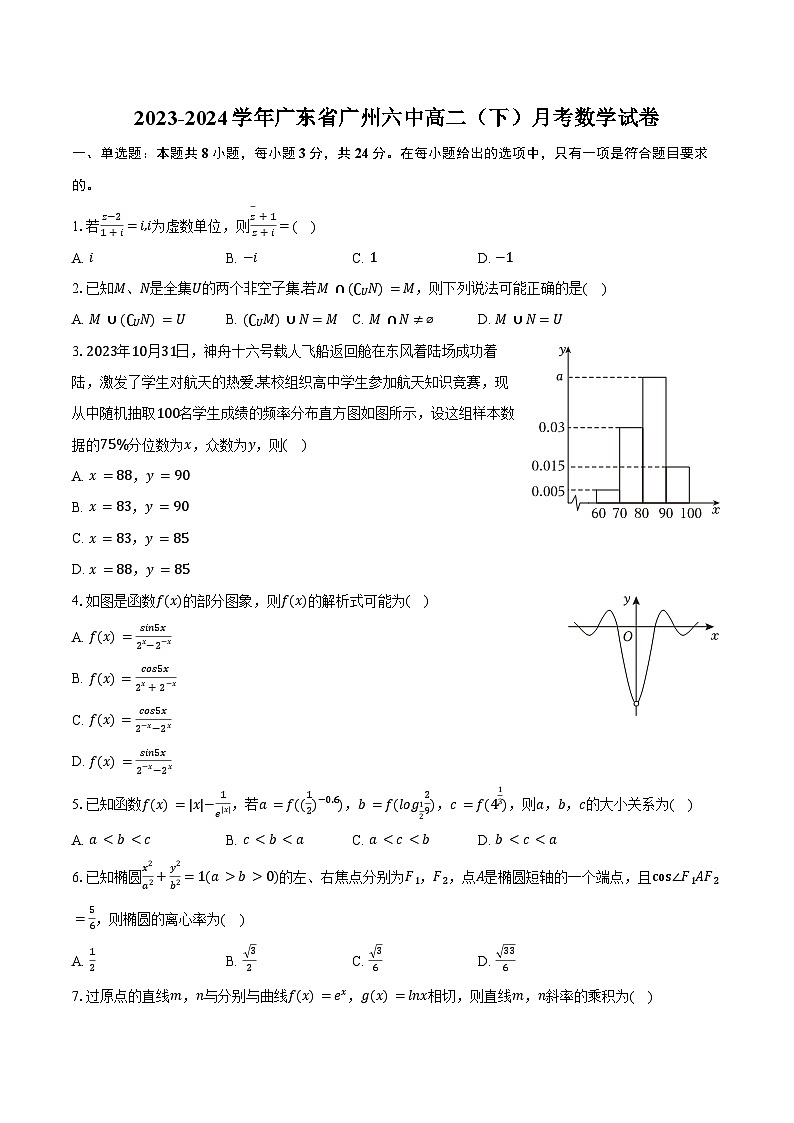 2023-2024学年广东省广州六中高二（下）月考数学试卷（含答案）01