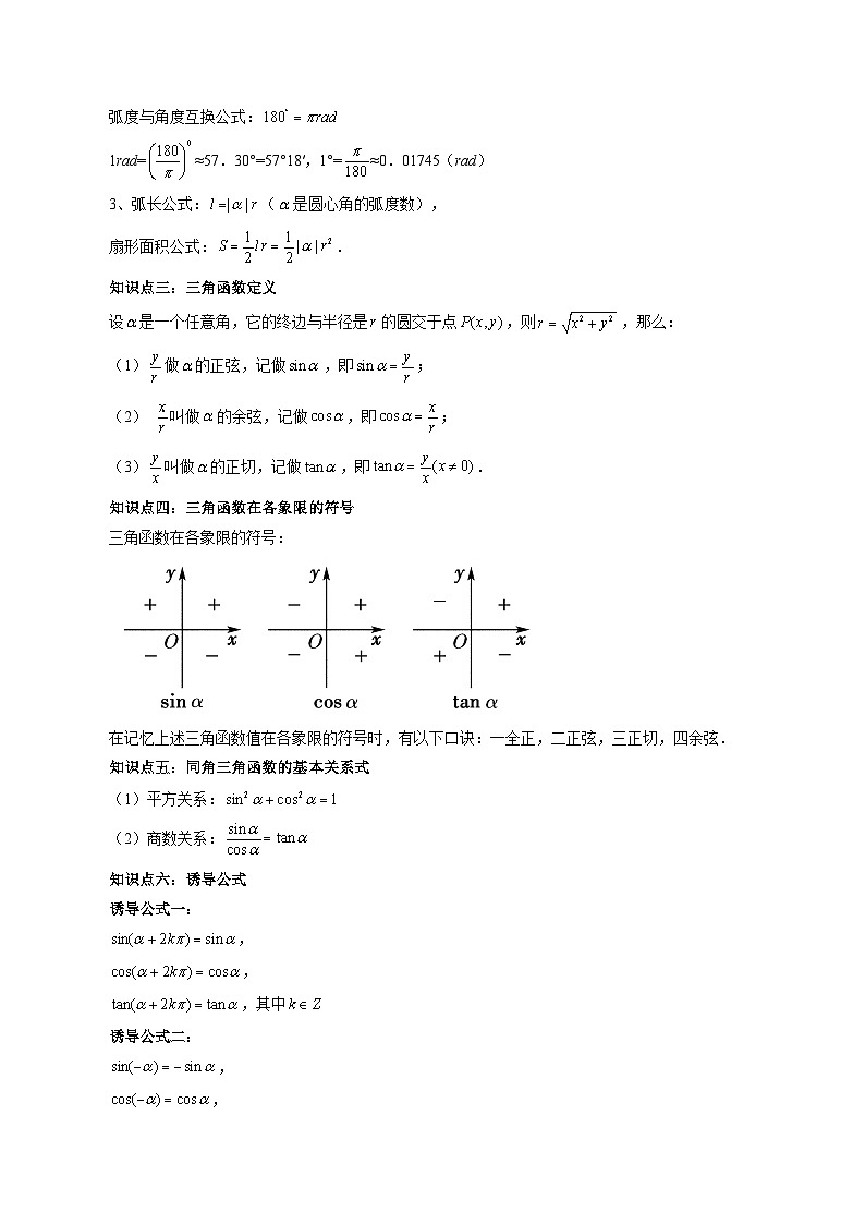 【寒假自学课】苏教版2024年高一数学寒假第05讲三角函数(原卷版+解析)02