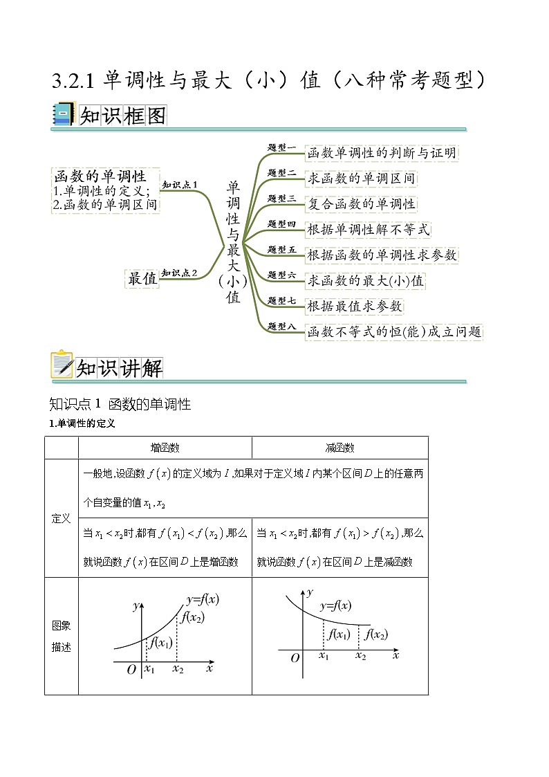3.2.1 单调性与最大（小）值（八种常考题型）（解析版）第1页
