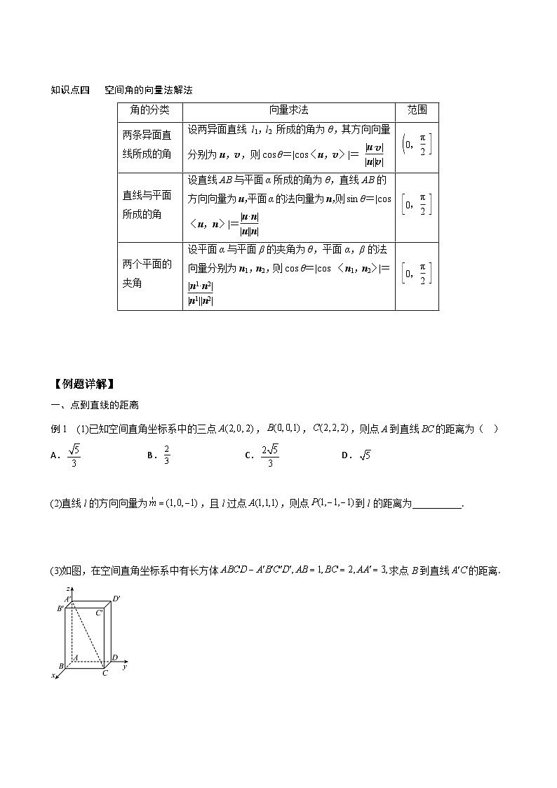 【暑假衔接】人教A版新高二数学 新课预习-1.4.2 用空间向量研究距离、夹角问题（学生版）第2页